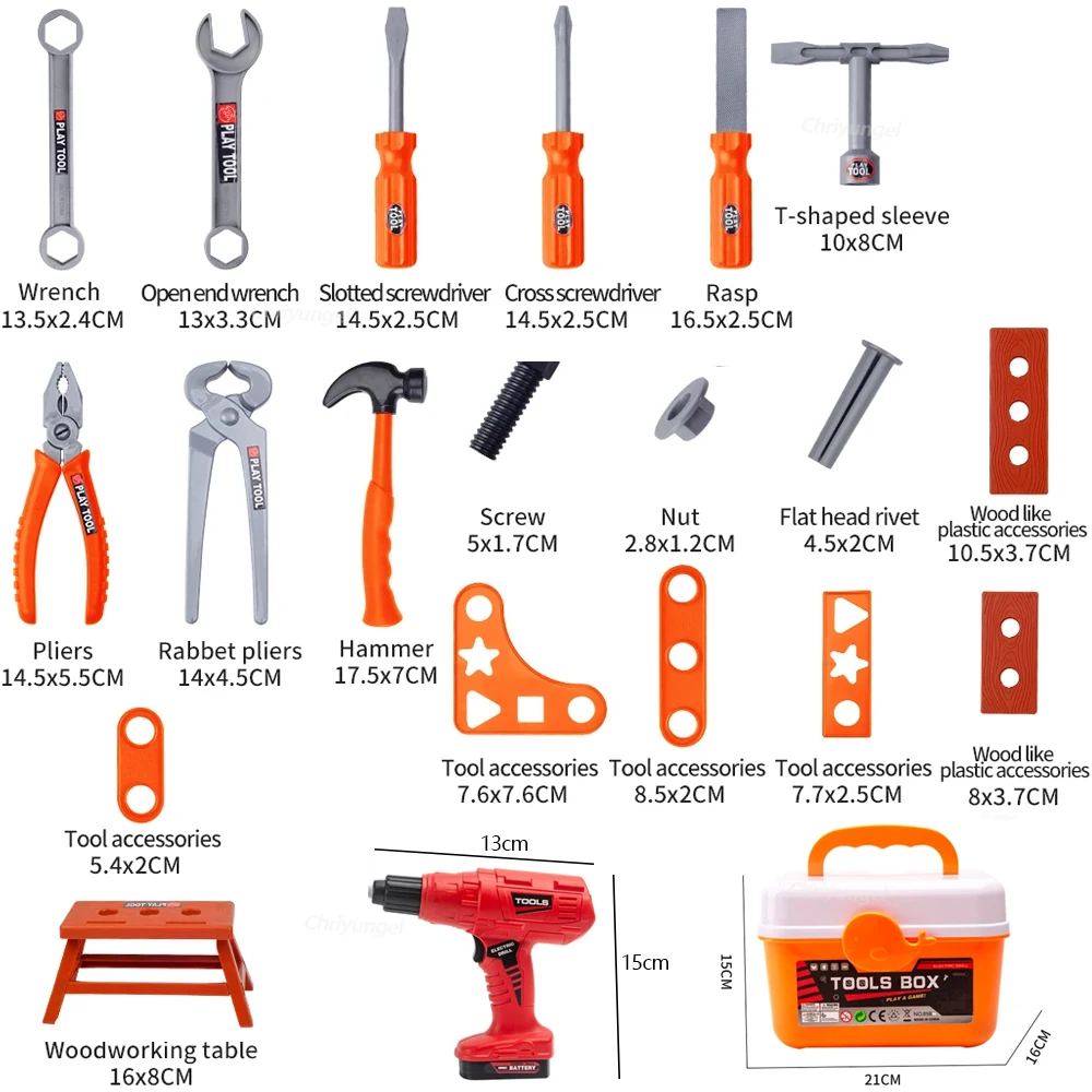 Juego de Herramientas de Juguete de 38/42 Piezas, Kit de Reparación de Juguete para Niños, Juguetes de Construcción de Plástico con Destornilladores para Niños Pequeños, Niños y Niñas