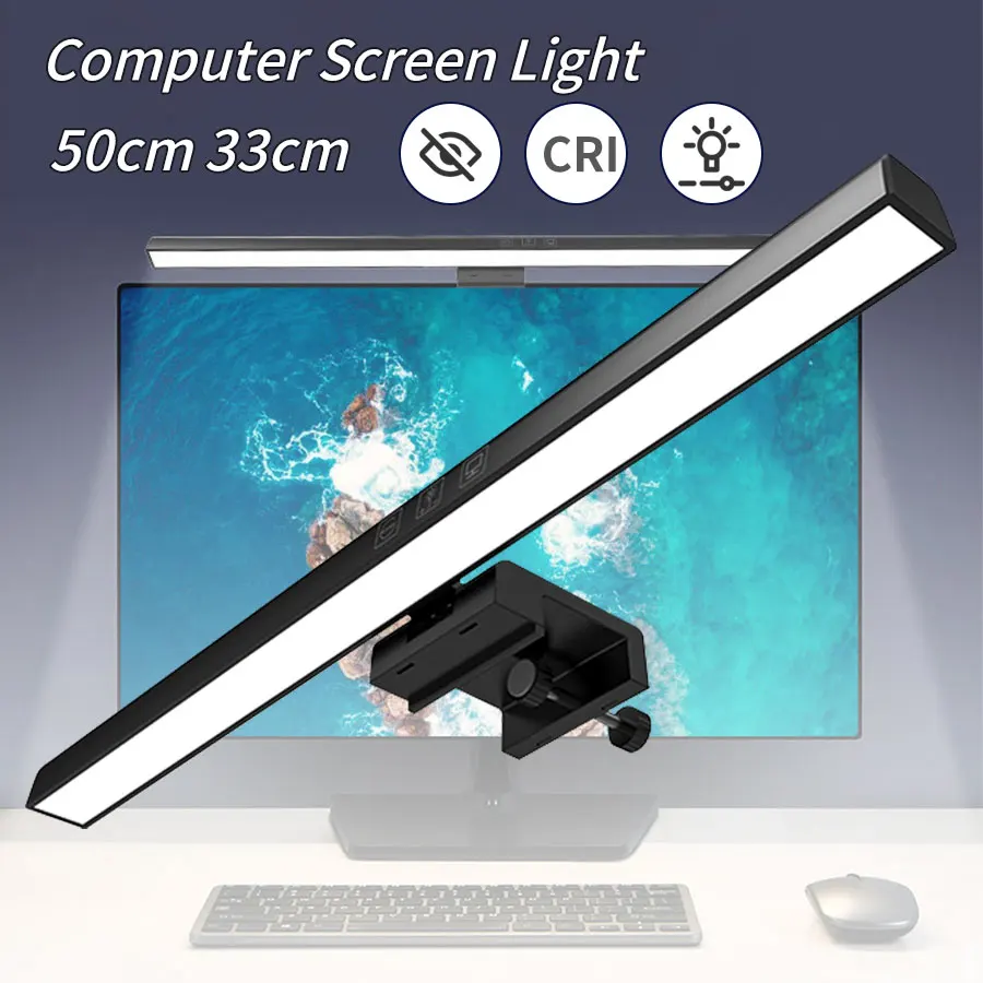 Barra de luz LED regulable para escritorio, lámpara de mesa colgante para lectura, estudio y trabajo, 33cm, 50cm, USB, PC, pantalla de Monitor de ordenador, 3 colores