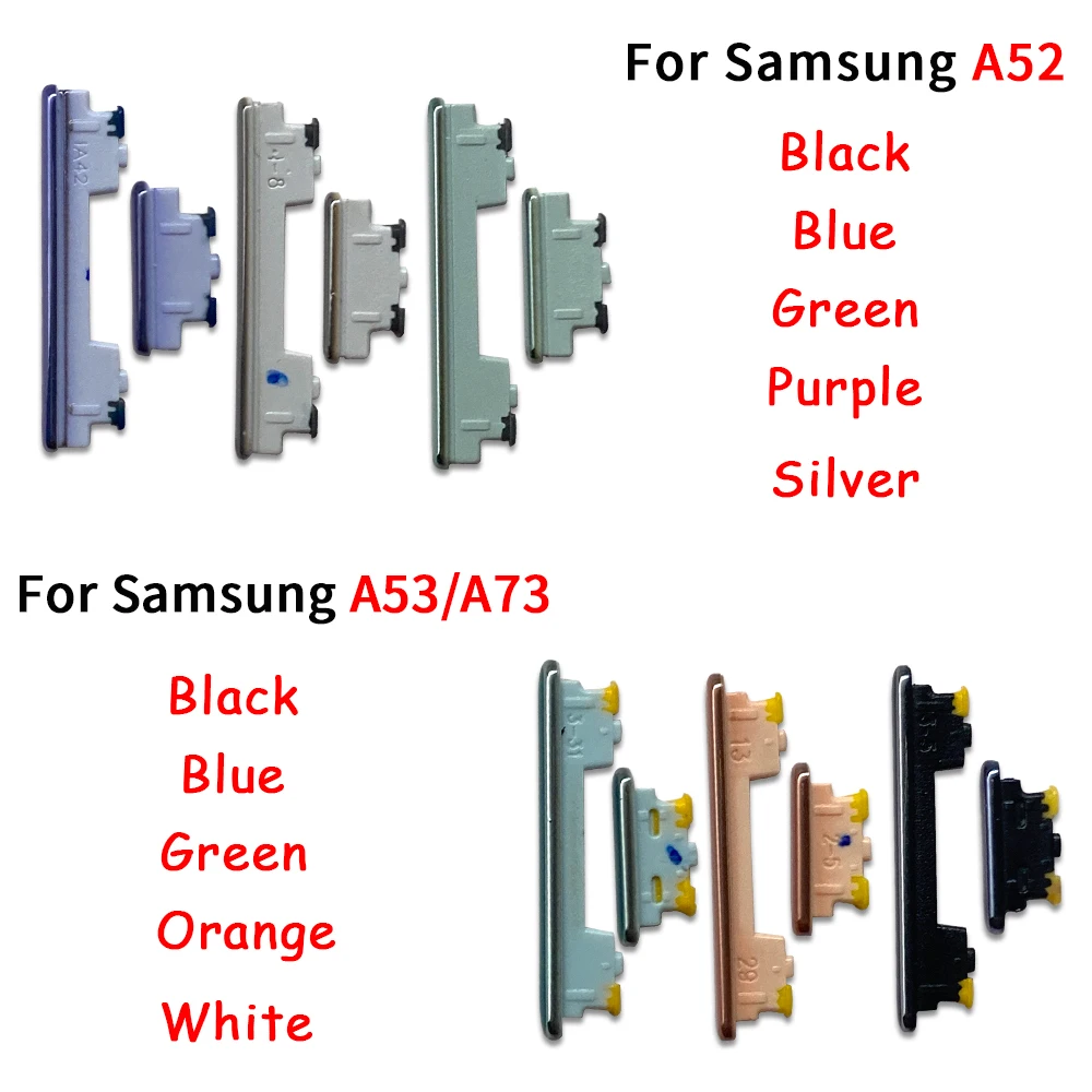 Nuevo conjunto de botones laterales de volumen + botón de encendido/apagado, pieza de repuesto para Samsung A52 A53 A54 A73