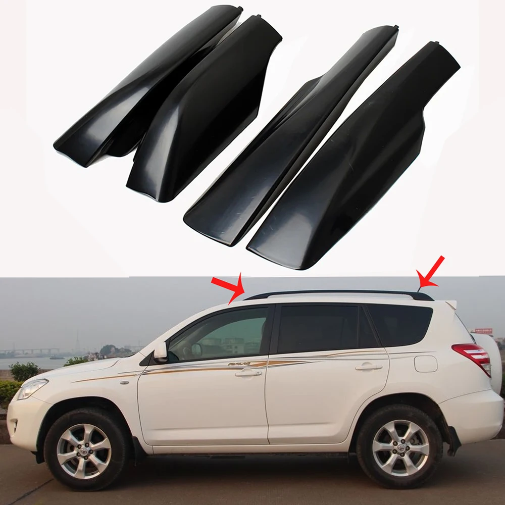 4 Uds cubierta de portaequipajes de techo de coche para Toyota RAV4 2006 2007 2008 2009 2010 2012 ABS tapa de extremo de riel de portaequipajes reemplazar cubierta protectora