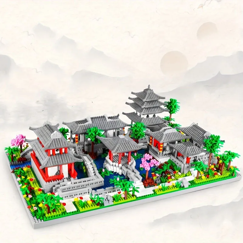 Suzhou Garden rompecabezas micro ensamblaje de partículas tipo bloque de construcción estilo étnico juguete de bloques de construcción