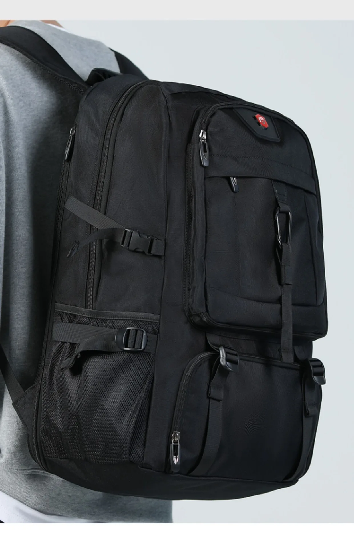 Mochila de Viaje Grande para Hombre de 50L 80L, con Compartimento Separado para Zapatos, Mochila Impermeable para Negocios, Deportes al Aire Libre, Bolsa de Almacenamiento Negra