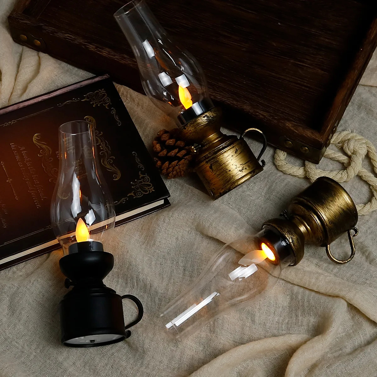 Linterna Vintage de diseño Retro, lámpara LED de aceite colgante con pilas, decorativa para el hogar, vacaciones, regalos de Navidad, decoración del hogar