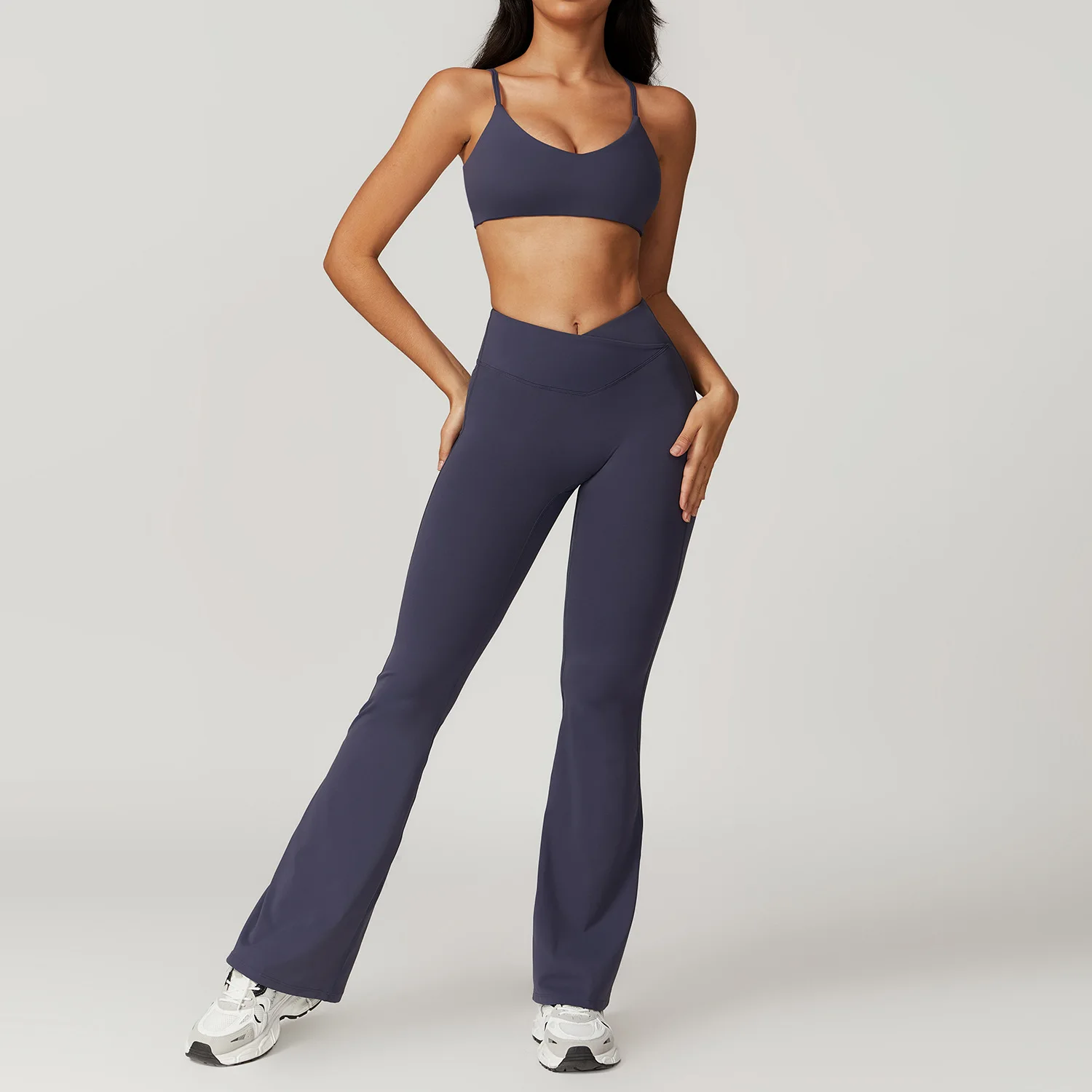 Ropa deportiva para mujer, conjunto de Yoga, 2 uds., traje deportivo, ropa de entrenamiento para gimnasio, Top corto de manga corta para gimnasio, mallas de cintura alta, ropa deportiva para Fitness