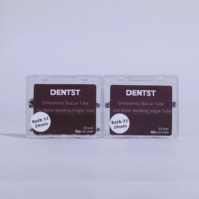 Productos dentales Base de malla 1/2 tubo molar tubos bucales de ortodoncia Roth 022 ortodoncia