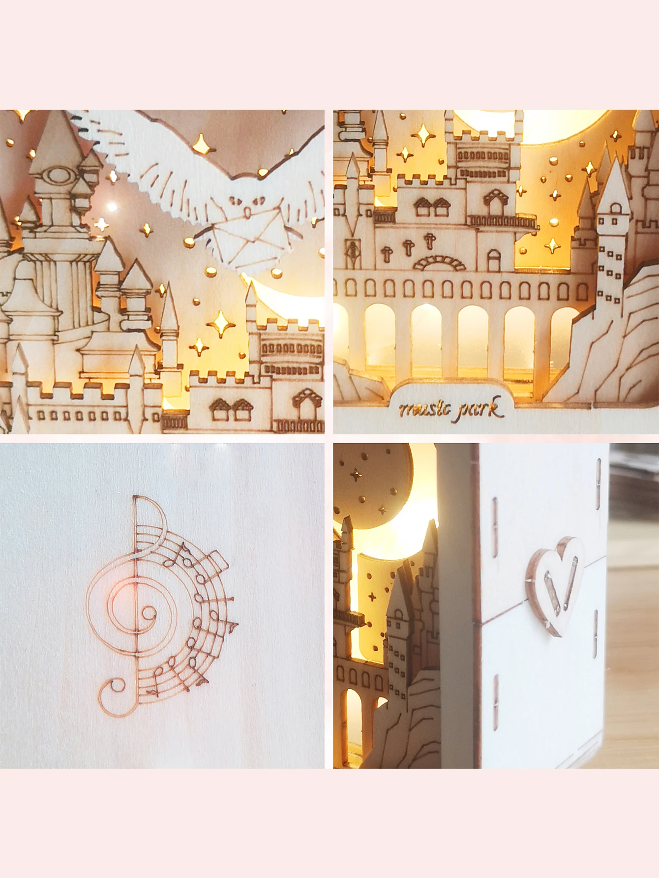 Rompecabezas de madera 3D, Kit de modelo de Castillo, luces nocturnas para niños, decoraciones de escritorio, regalos de cumpleaños y Navidad para mujeres