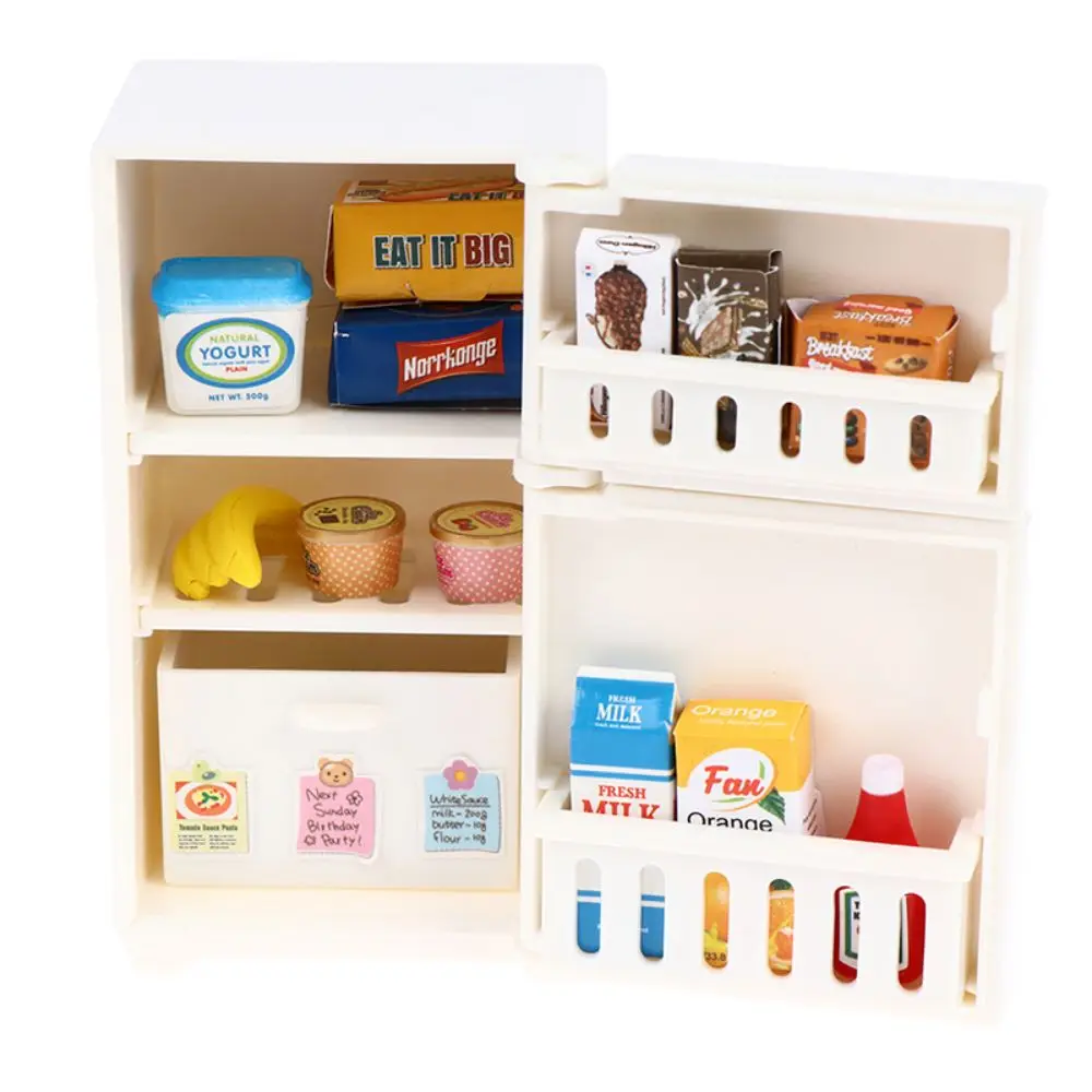Familia del bosque, muebles de cocina, baño, dormitorio, juegos de utensilios para hornear, modelo en miniatura, accesorios para casa de muñecas, refrigerador, regalo para niña, 1/12