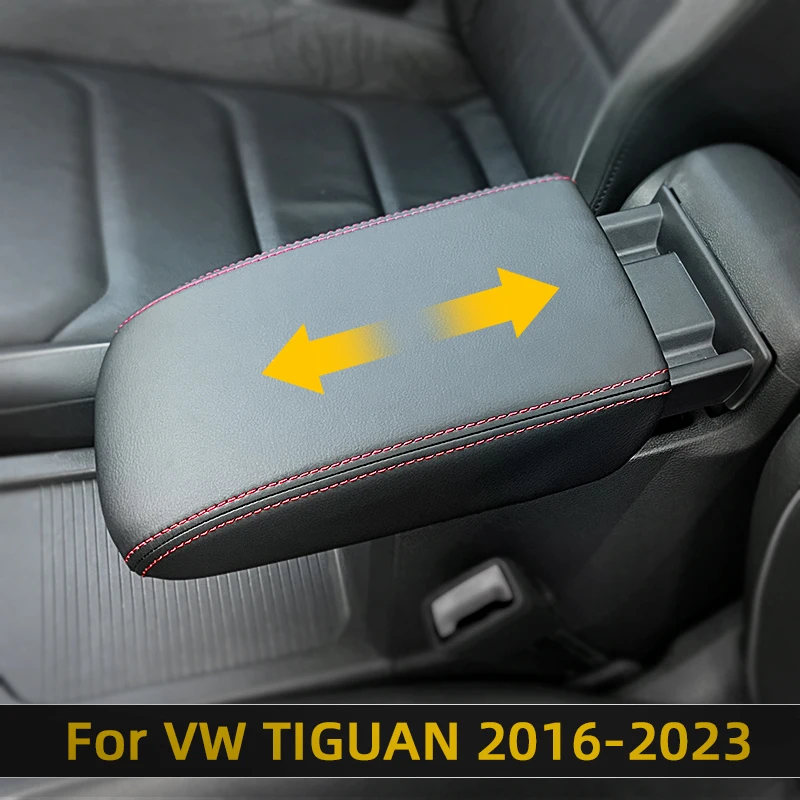 Para Volkswagen VW Tiguan 2023 accesorios 2017 2018 2019 2020 2021 2022 MK2 cubierta protectora de cuero para caja de reposabrazos Central