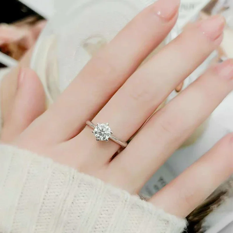 Anillo NeeTim de moissanita de 0,5-5 quilates para mujer, Plata de Ley 925 con chapado en oro blanco, joyería de compromiso con para boda
