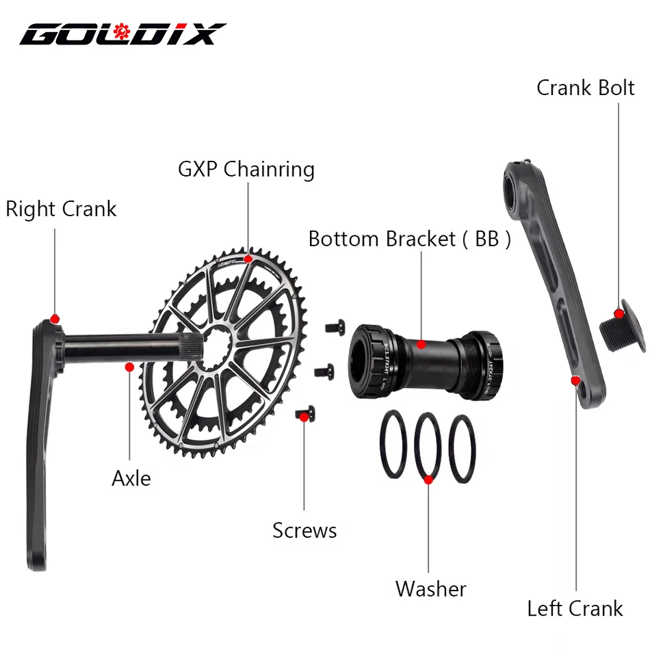 GOLDIX-bielas de bicicleta de carretera ultraligeras BSA BB92, manivela de carretera de grava MTB, corona de cadena 50-34T para Sram xx1, 170/175mm