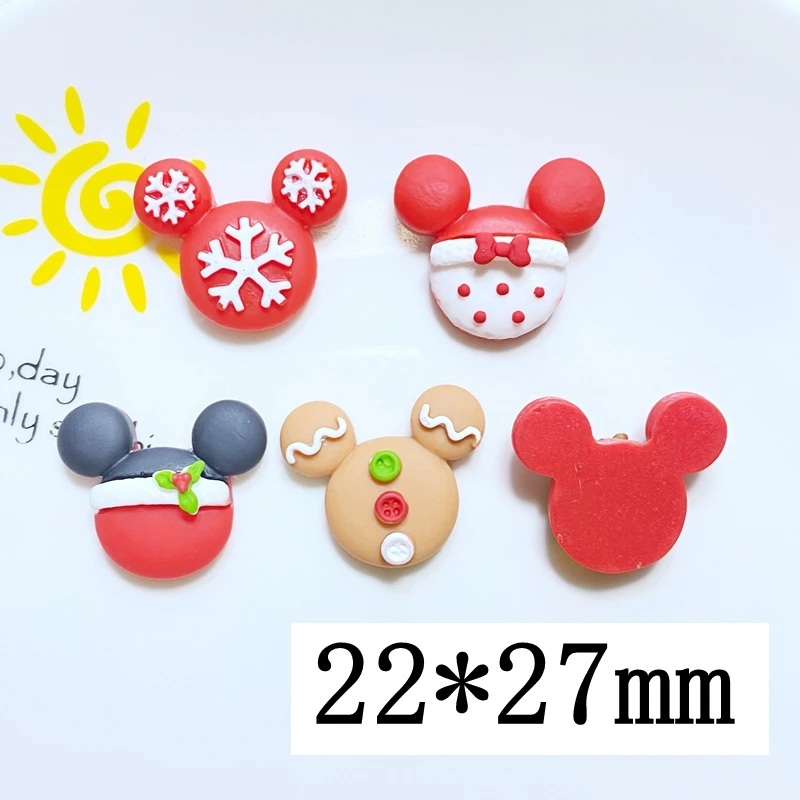 Mini cabujones de resina de dibujos animados de Navidad, accesorios de decoración artesanal de joyería, Parte posterior plana, álbum de recortes, 10 piezas