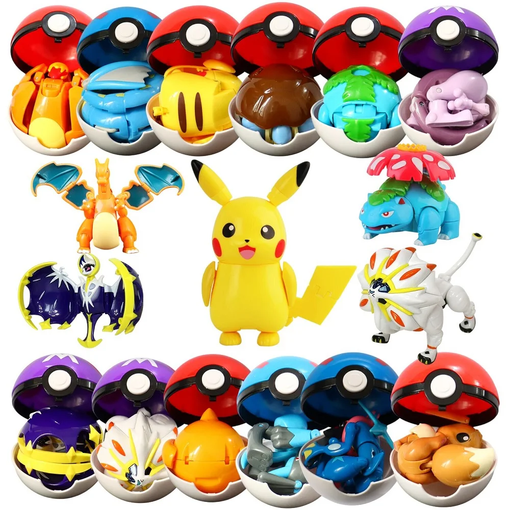 Figuras de Pokémon de 12 estilos, juguetes, modelo de bola variante, Pikachu, Jenny, tortuga, monstruos de bolsillo, Mew-Two, figura de acción, juguete para regalo