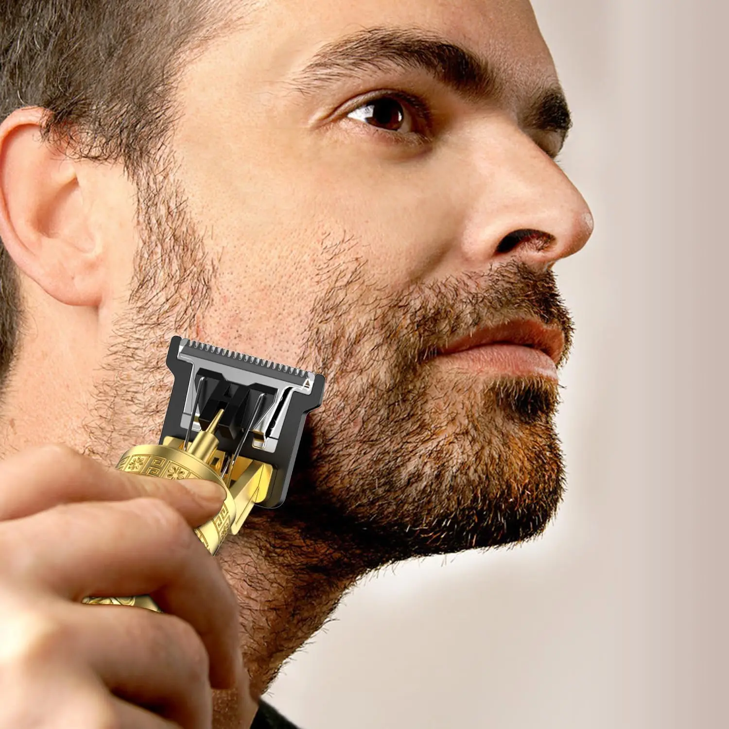 Recortador de barba profesional para hombres, cortadora de pelo con cuchilla en T sin huecos y Kit recortador de bigote con pantalla LCD, tijeras para el cabello