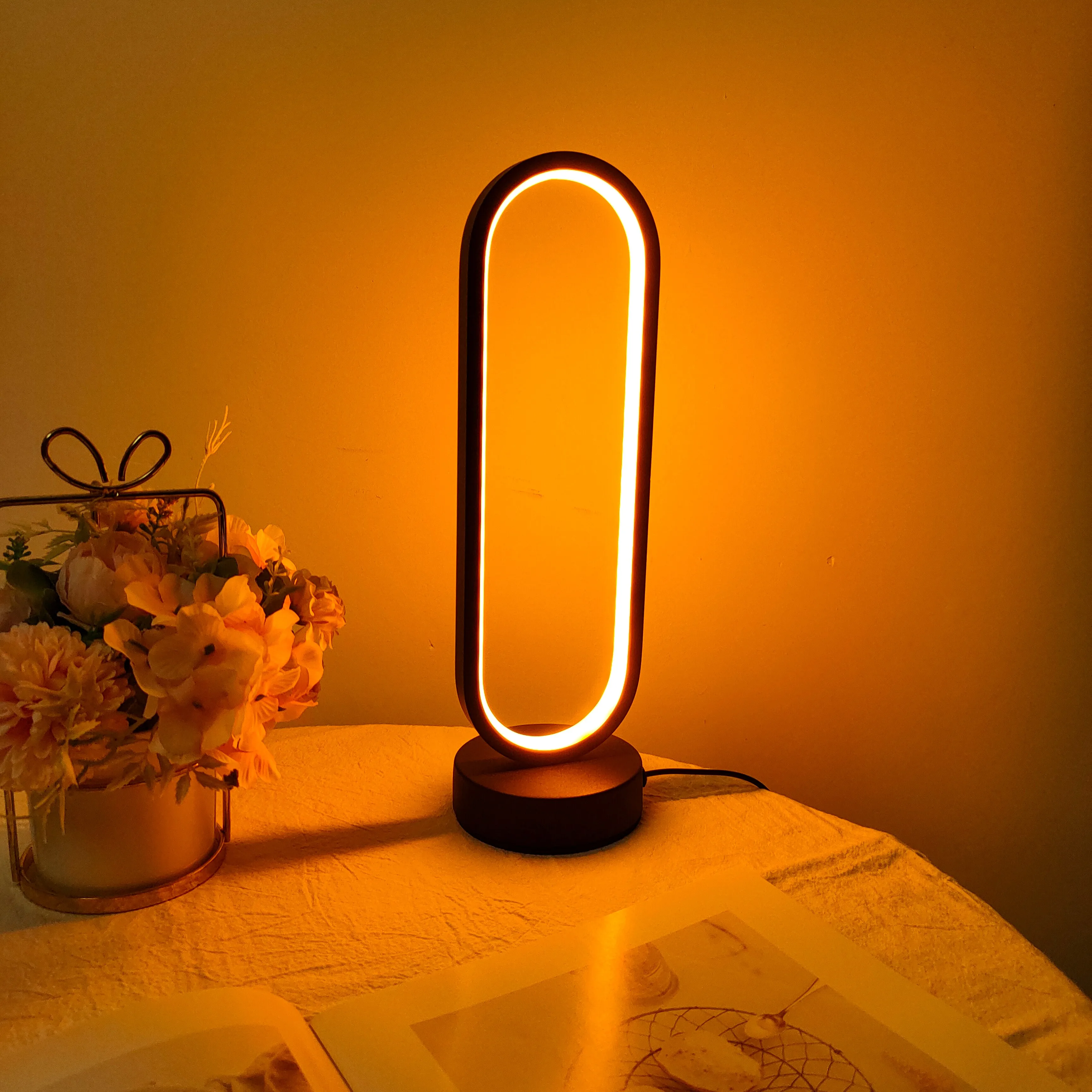 Lámpara de noche LED de tres colores con regulación de intensidad para dormitorio, sala de estar, lámpara de cabecera, 1 unidad