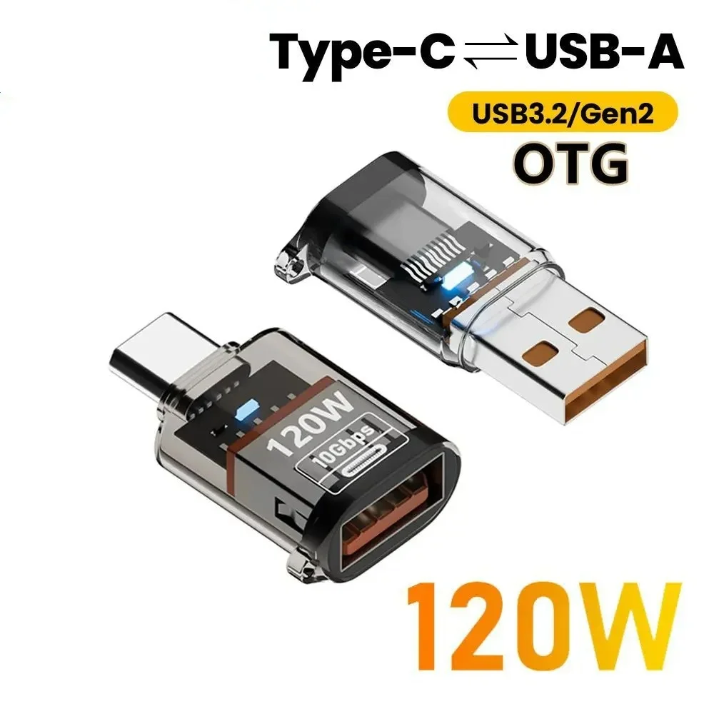 Adaptador USB 3,2 a tipo C OTG carga rápida 120W 10GB transferencia de Audio de datos de alta velocidad para PC tableta Xiaomi Huawei convertidor USB C