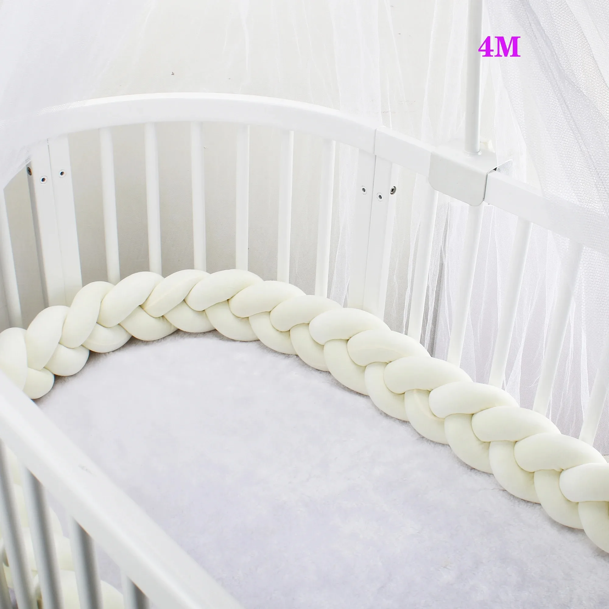 Parachoques de cama de cuerda trenzada suave para bebé de 1,3 M, tira de riel de cuna anticolisión, cojín transpirable antideslizante seguro para parachoques de cama de niños pequeños