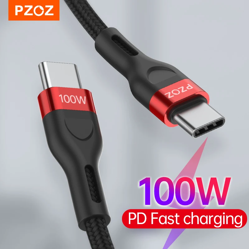 PZOZ PD 5A USB C a USB tipo C Cable 100W carga rápida para iPhone 15 Pro Max MacBook iPad Samsung Xiaomi 60W USBC Cable cargador