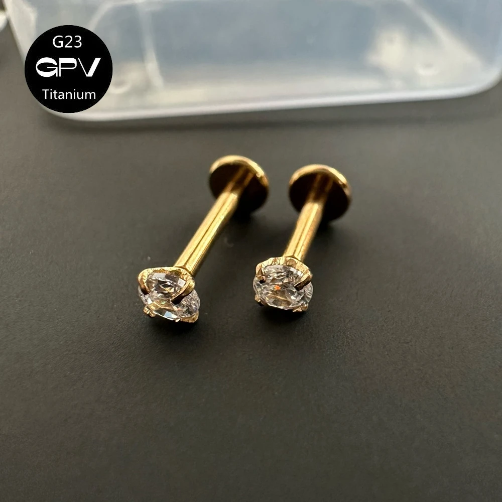 10 Uds G23 titanio 20g 18g 16g 14g Pin de empuje sin rosca Labret labio Piercing F136 cartílago de la oreja hélice Tragus Stud Piercing corporal
