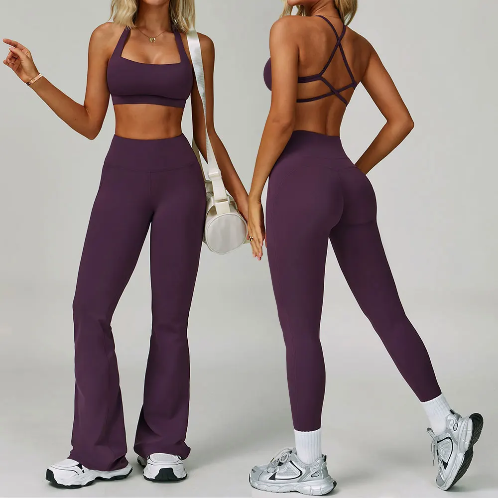Conjuntos de 2 uds de chándal para mujer, ropa deportiva, conjuntos de Yoga, ropa deportiva, sujetador de entrenamiento, conjunto de mallas de cintura alta, ropa de gimnasio, trajes deportivos