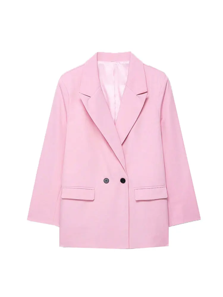 Abrigo Blazer de Color sólido con doble botonadura para mujer, ropa de oficina de manga larga para primavera, Otoño e Invierno, estilo de dinero viejo