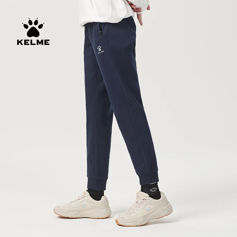 Kelme-Pantalones deportivos informales para hombre, pantalón de punto con cordón, acolchado de Color sólido, de felpa, gruesos y