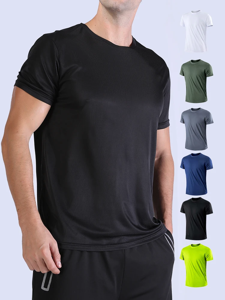Camiseta deportiva ultraligera de secado rápido para hombre, Top ligero transpirable para entrenamiento físico, correr y gimnasio, Color sólido