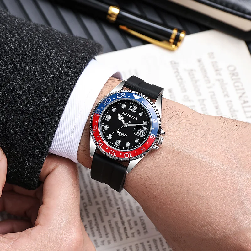 Relojes de moda para hombre con fecha, reloj deportivo informal de lujo de alta gama, relojes de pulsera clásicos de cuarzo de negocios para hombre de acero inoxidable