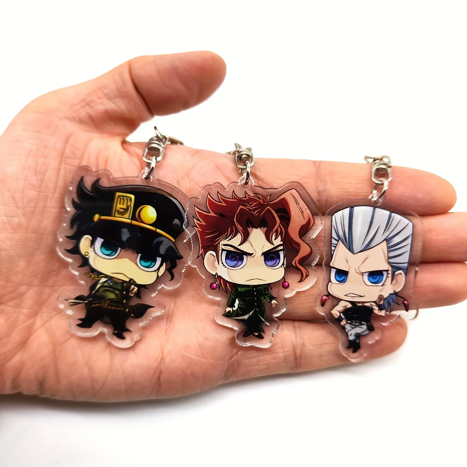 5/8 unids/set Anime JOJO Bizarre Adventure llavero para accesorios lindo bolso colgante llavero acrílico dibujos animados al por mayor