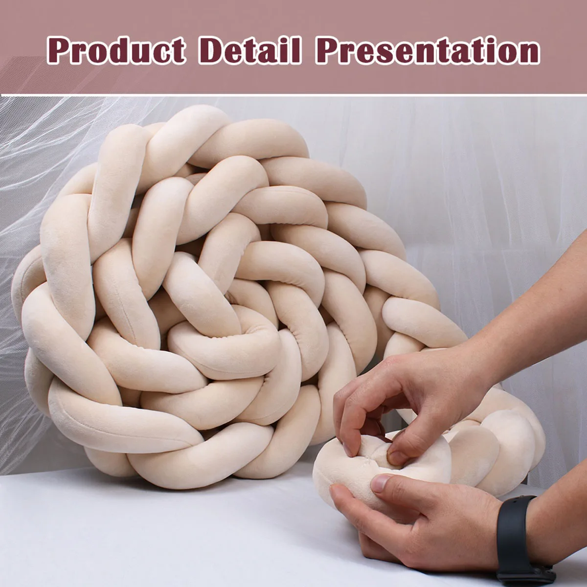    Parachoques para cama de bebé trenzado con nudo, Protector de cuna infantil, almohada de felpa, cojín, decoración anticolisión para habitación, 1M/2M/3M/4M