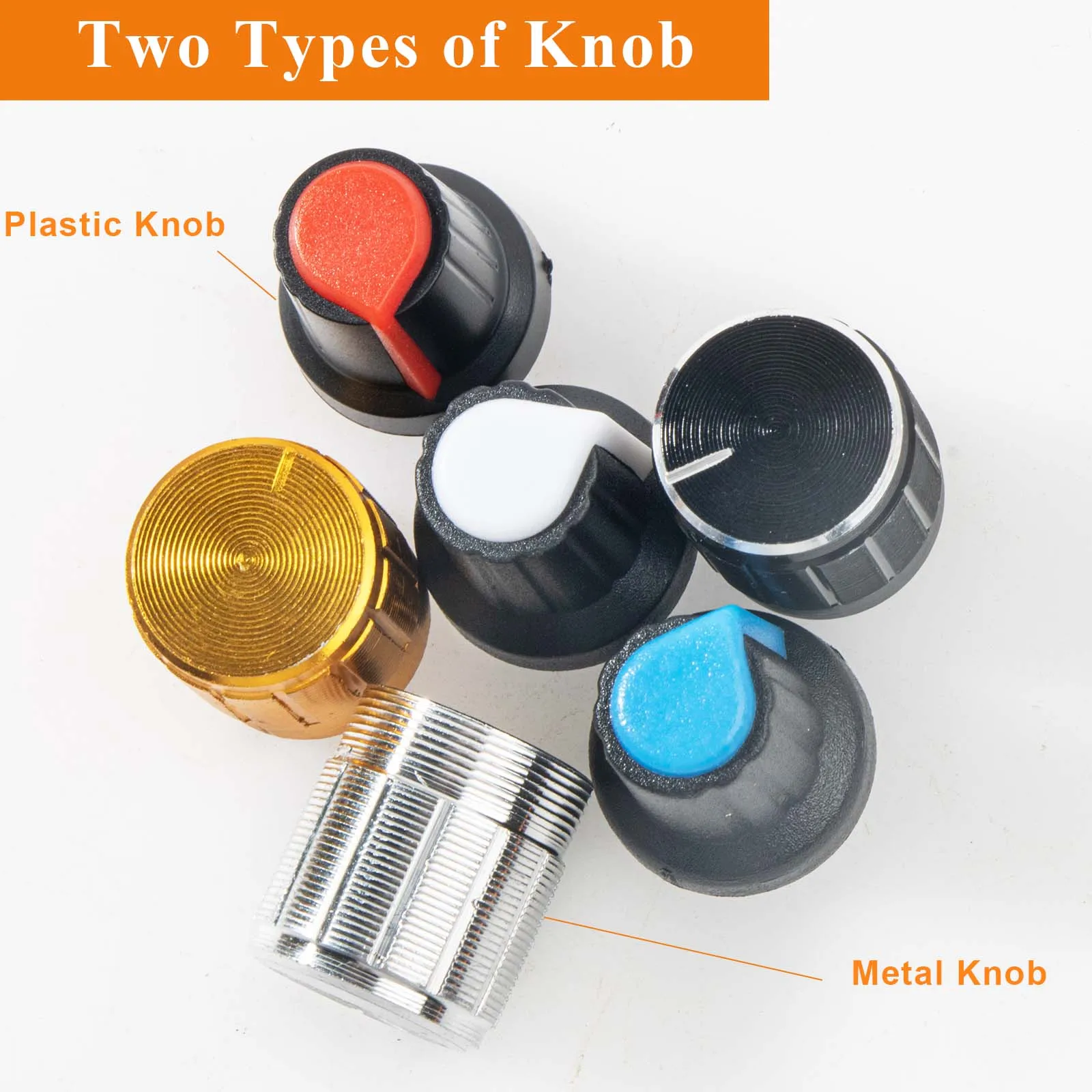 Kit de potenciómetros WH148, 200 Uds., potenciómetros de una sola articulación con perilla giratoria b1k 2k 5k 10k 20k 50k 100k 250k 500k 1m