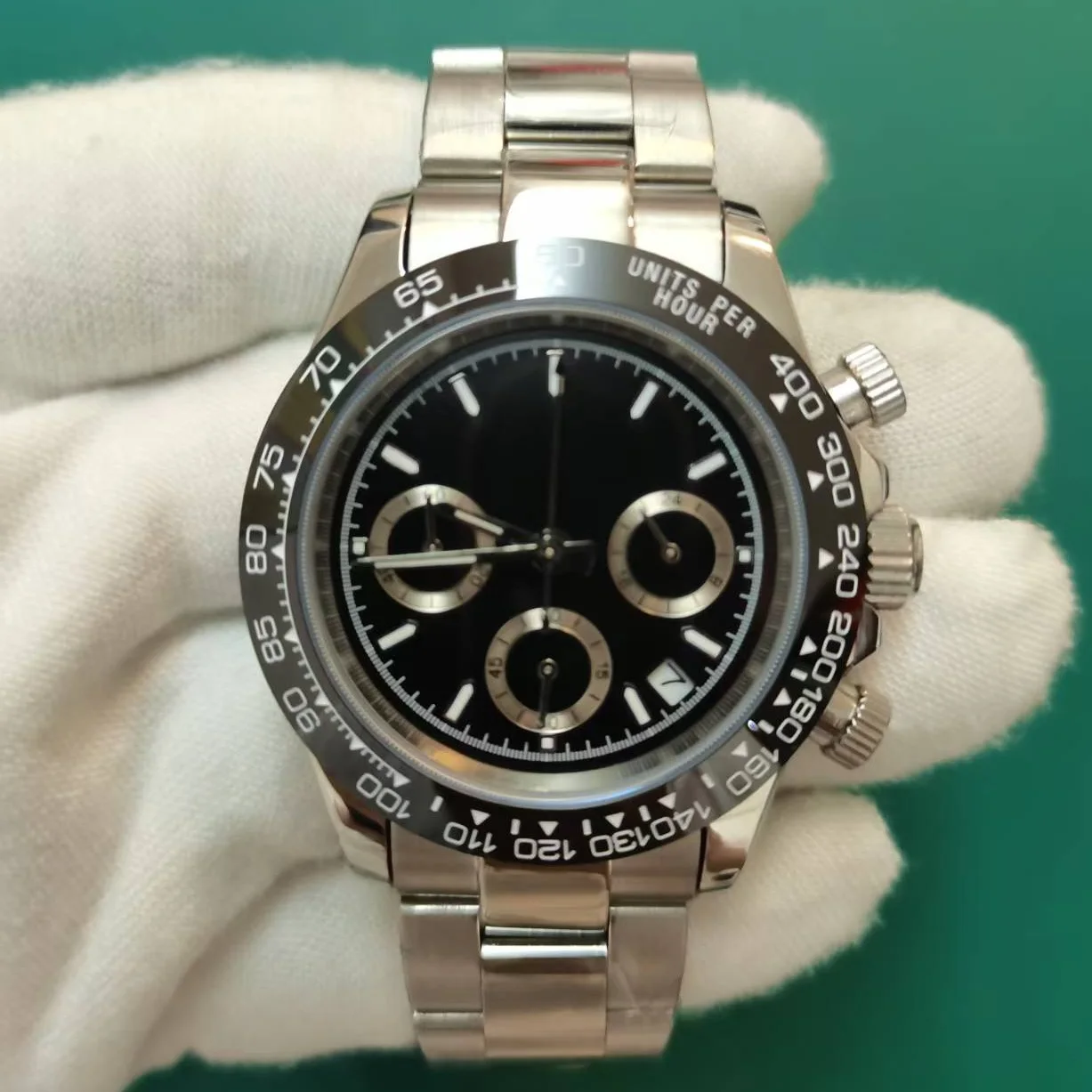Reloj de Hombre con Cristal de Zafiro, Cuarzo, Cronógrafo, Resistente al Agua 50M, para Natación y Negocios, con Caja de Acero 316L