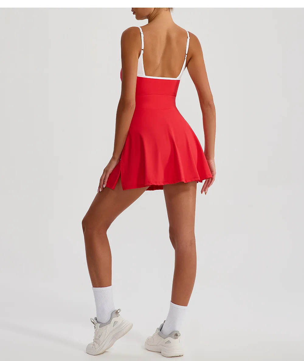 Vestido de tenis para mujer con bolsillos, faldas de golf, pantalones cortos, traje de yoga, ropa de bádminton, ropa deportiva