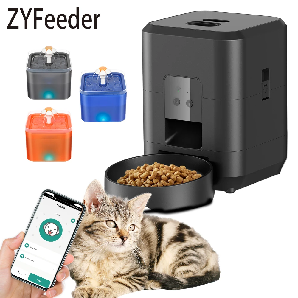 Comedero Automático para Mascotas de 3.5L con WiFi y APP, Dispensador Inteligente de Comida para Perros y Gatos con Temporizador, Bebedero Automático de 2L, Tazón para Gatos