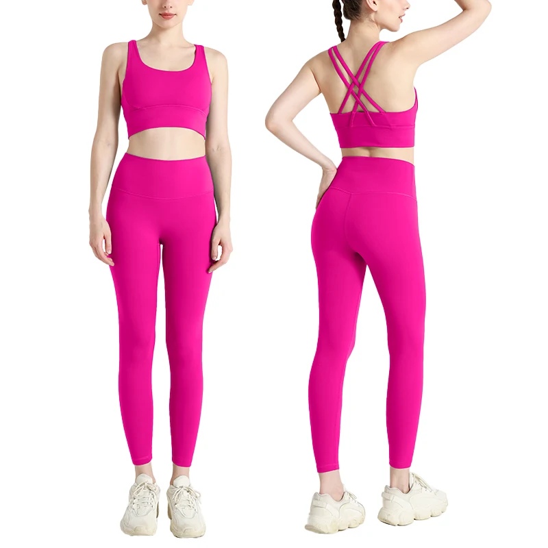 Ropa de Yoga de 2 piezas para mujer, chándal de secado rápido, traje de Fitness transpirable, ropa deportiva, Sujetador deportivo, mallas, novedad de 2024