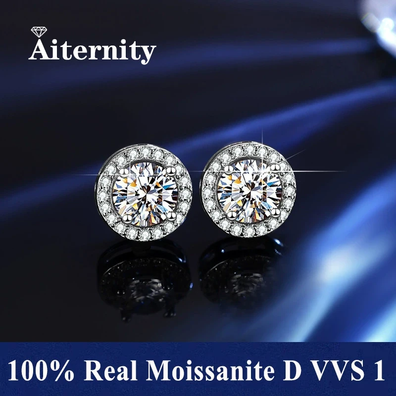 Pendientes de moissanita D VVS1 para mujer, pasan la prueba del diamante, con baño de platino S925 y 2 certificados.