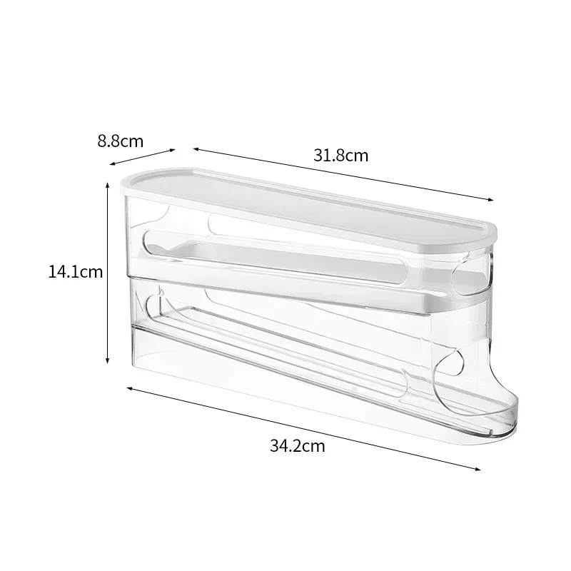 Caja de Almacenamiento de Huevos para Refrigerador de Dos Niveles, Dispensador de Huevos Automático con Rodillos, Organizador de Huevos en Forma de Escalera