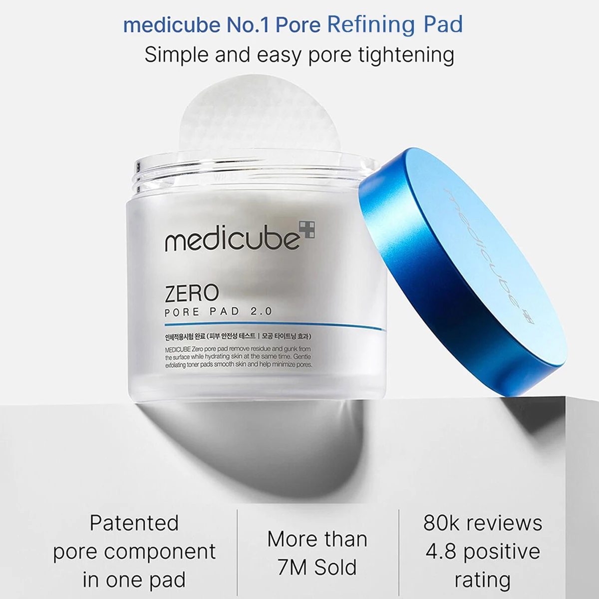 Medicube ZERO PORE PAD 2.0, Discos de Algodón Preimpregnados de Doble Textura, Fórmula Hidratante y Calmante, Cuidado de la Piel Coreano, K-Beauty, Maquillaje Coreano