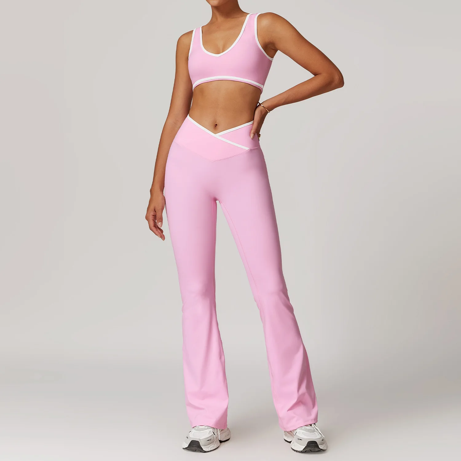 Conjunto de 2 uds de Yoga para mujer, chándal con sensación desnuda, conjuntos de entrenamiento, ropa de gimnasio, Push Up, Fitness, correr, ropa deportiva, Sujetador deportivo, traje de mallas