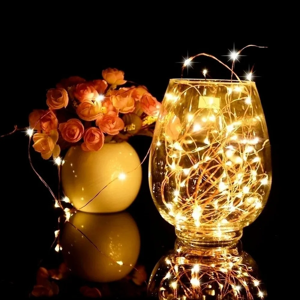 Guirnalda de luces LED de alambre de cobre, 10 Uds., 6 uds., guirnalda de luces navideñas, decoración de árbol de Navidad, fiesta de boda, bricolaje, Natal, Navidad 2022