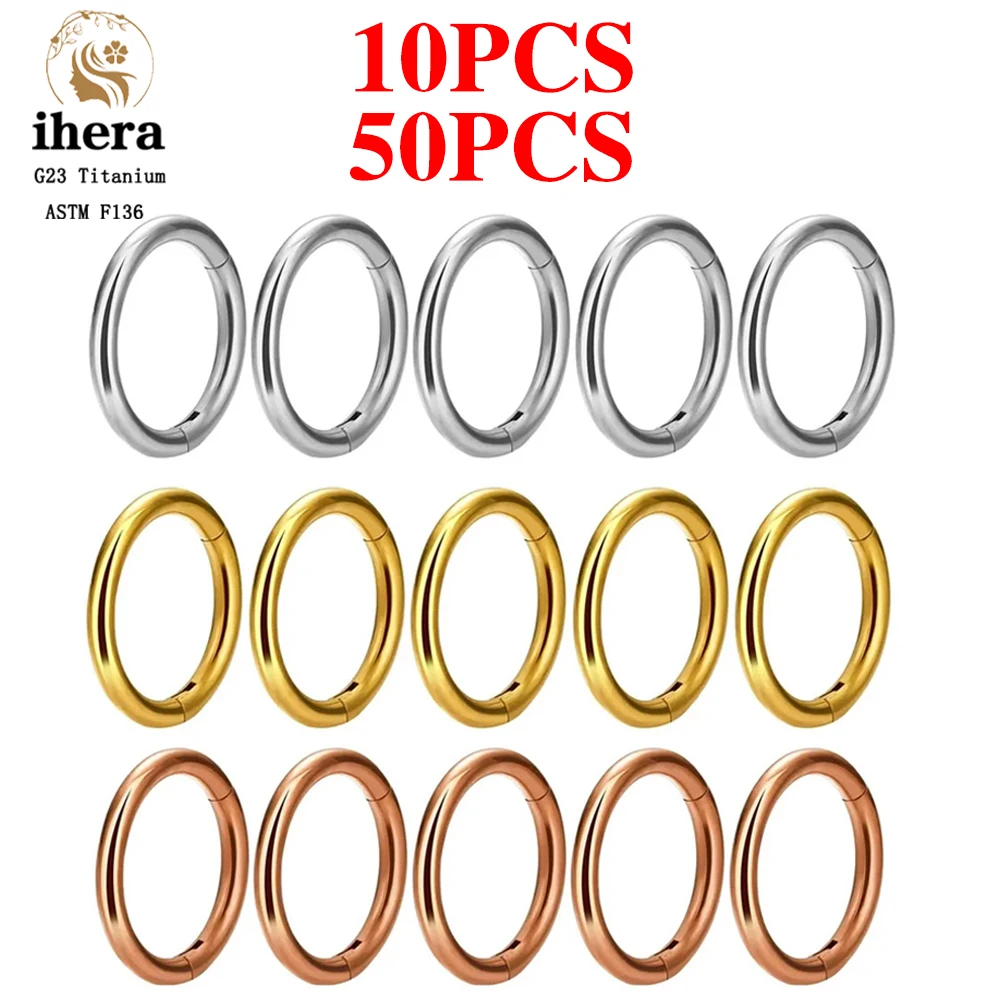 10/50PCS Anillo de Nariz de Titanio G23 para Mujer, Joyería de Piercing, Aro Redondo para Oreja 16/18/20G, Joyería Corporal para Tragus, Cartílago y Hélix