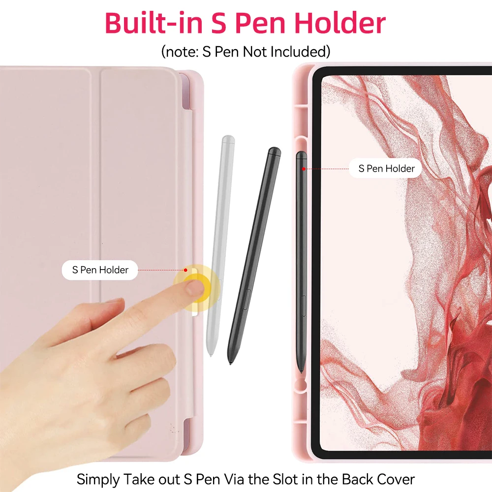 Para Samsung Galaxy Tab funda para Tab S8 Ultra 14,6 S8 Plus S7 Plus S7 FE 12,4 S7 S8 11 S6 Lite 10,4 con ranura para bolígrafo funda para tableta
