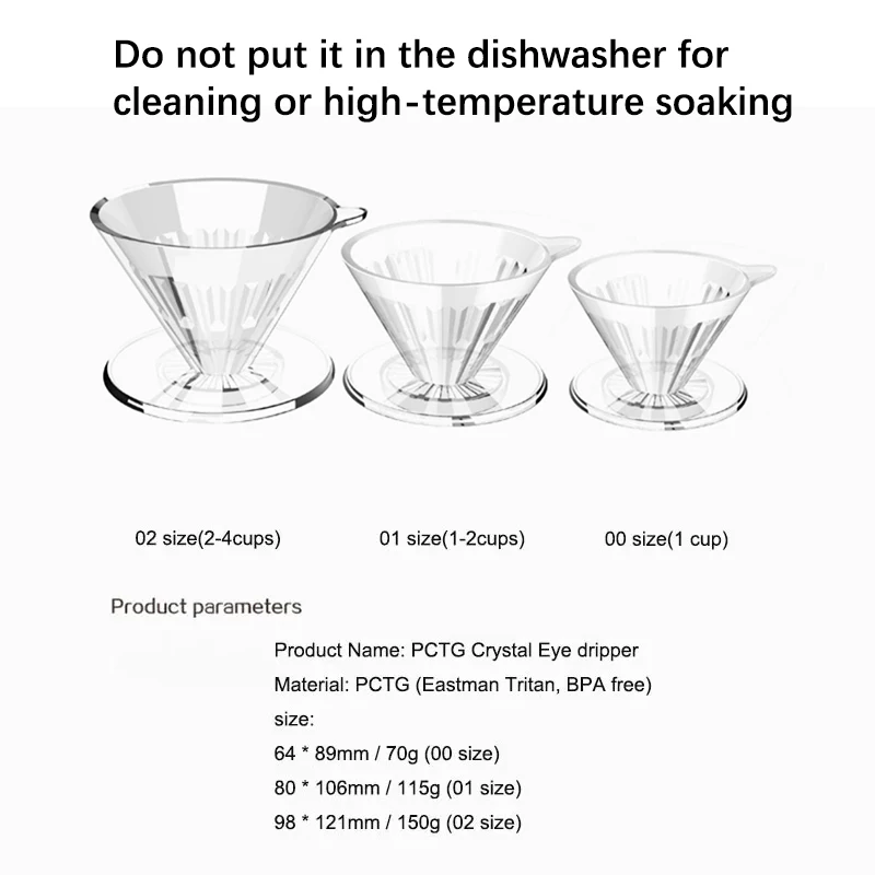TIMEMORE PCTG Crystal Eye Dripper, Filtro de Café Cónico Reutilizable para Verter Café, Cafetera de Goteo Manual