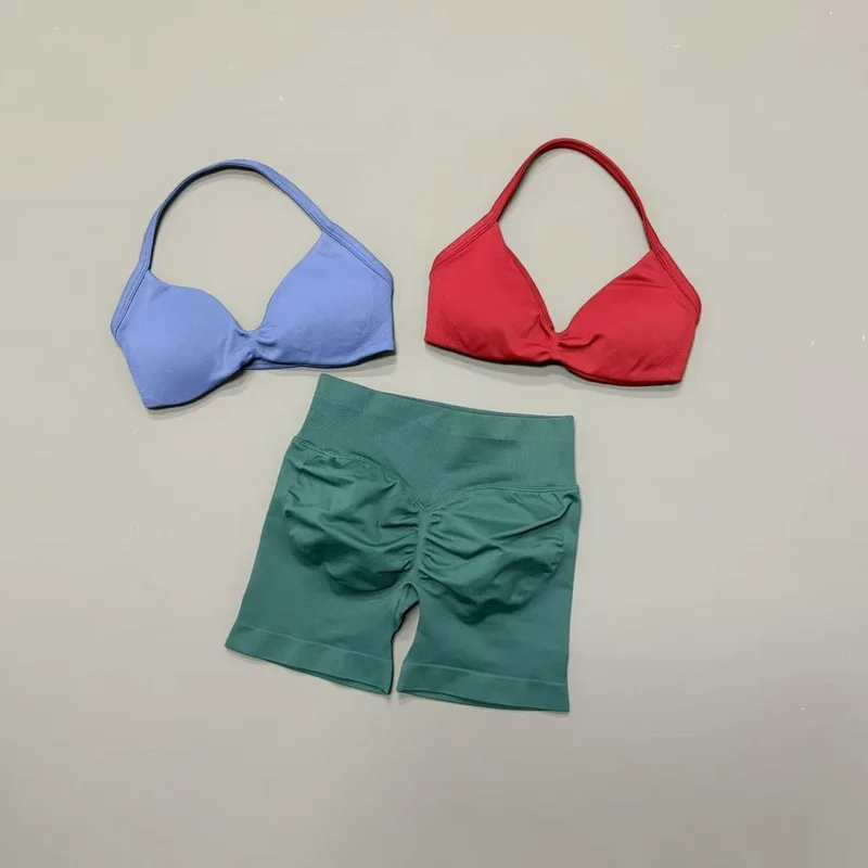 Conjunto de yoga sin costuras HISTELLO de 2 piezas, sujetador deportivo push-up, leggings moldeadores de glúteos, transpirables y cómodos para mujer.