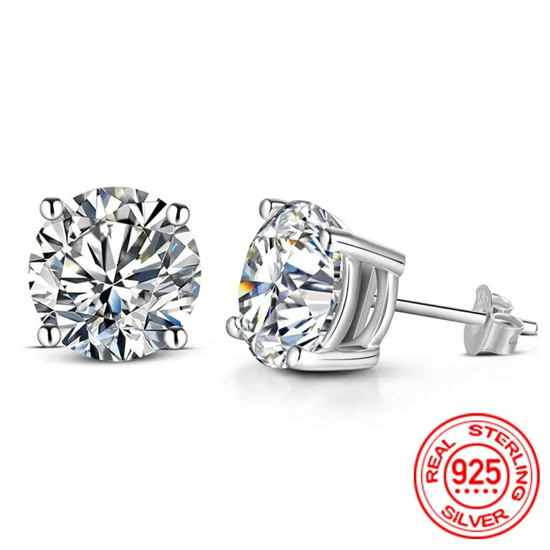 0,5-2 quilates 8,0mm D Color Moissanite 100% pendientes tipo botón de plata fina 925 para mujer joyería de boda brillante de alta calidad