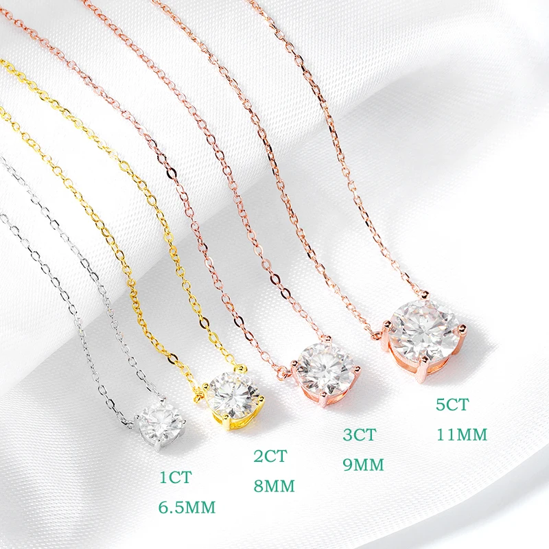 Smyoue-collar de moissanita de Color oro rosa de 1-5CT para mujer, colgante de diamante de laboratorio clásico brillante de Color D, Plata de Ley 925 100%