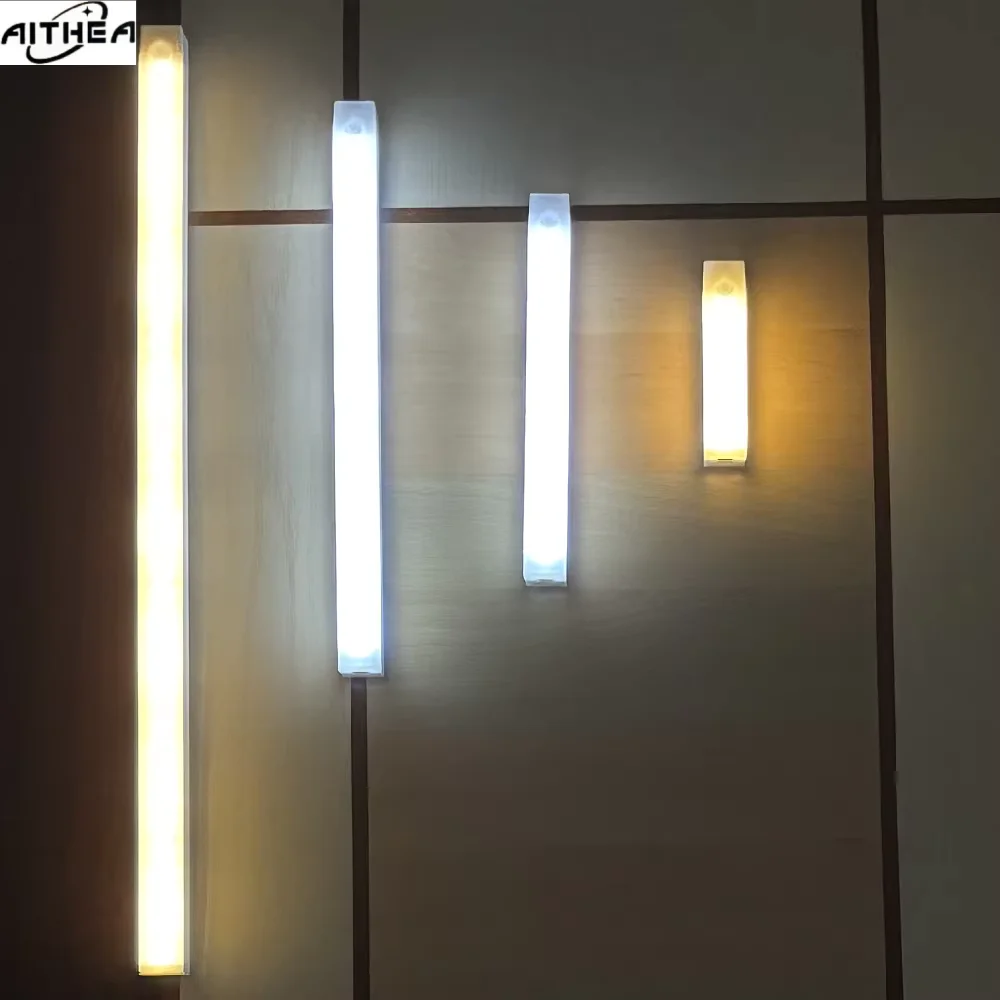 Luz Nocturna LED con Sensor de Movimiento AITHEA, Lámpara de Noche Recargable por USB, Luz de Tubo Inalámbrica Portátil para Armario, Escalera