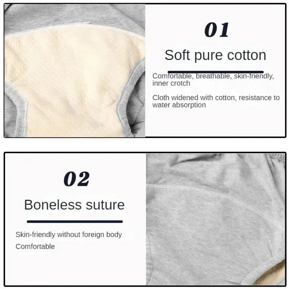 Ropa Interior de Pañales para Adultos, Transpirable, de Algodón, a Prueba de Fugas, para Personas Mayores con Incontinencia, Reutilizable, para Hombres y Mujeres, Pantalón Triangular para Cuidado de Discapacitados