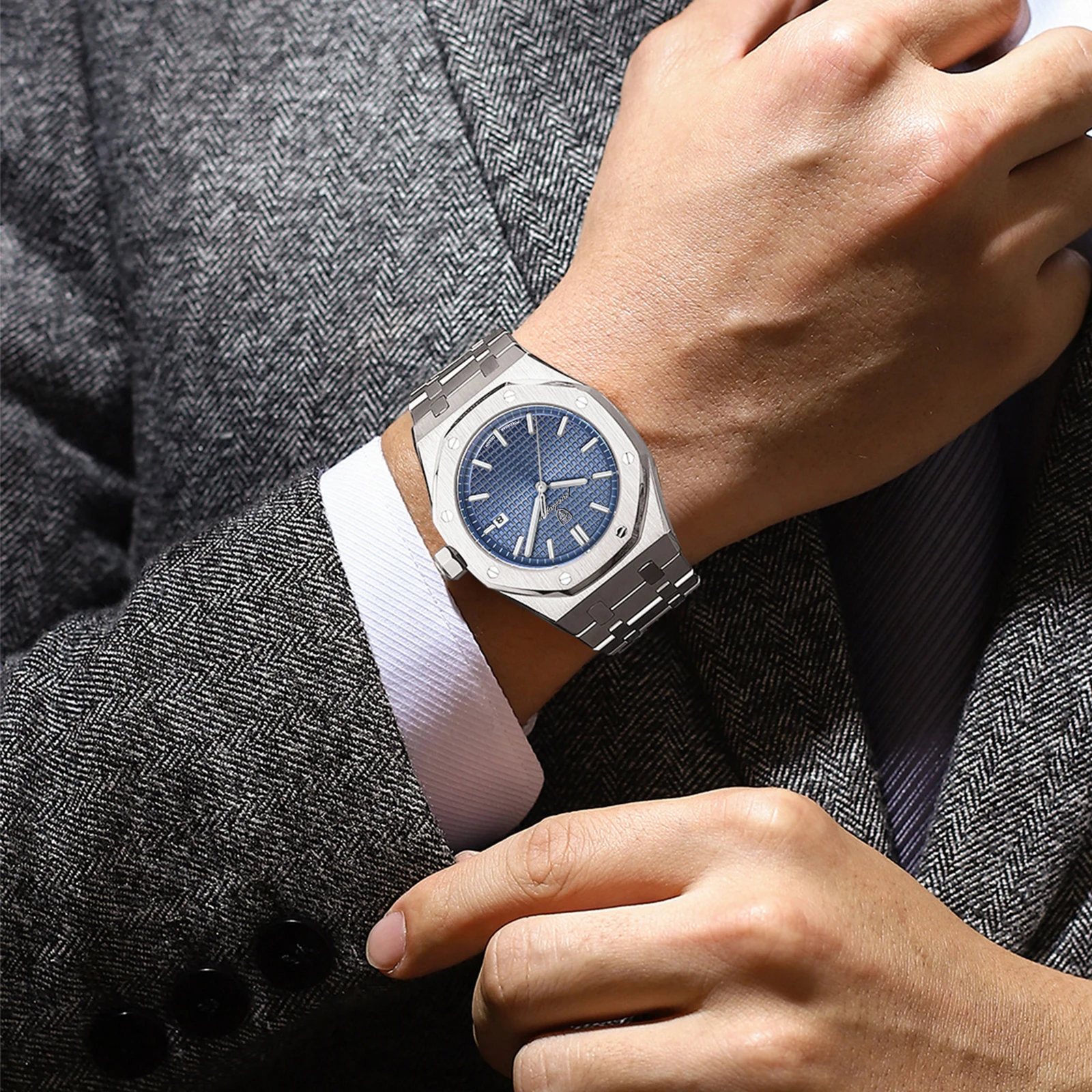 POEDAGAR, reloj Original de lujo para hombre, reloj de pulsera luminoso resistente al agua de acero inoxidable para hombre, relojes de cuarzo de negocios a la moda para hombre