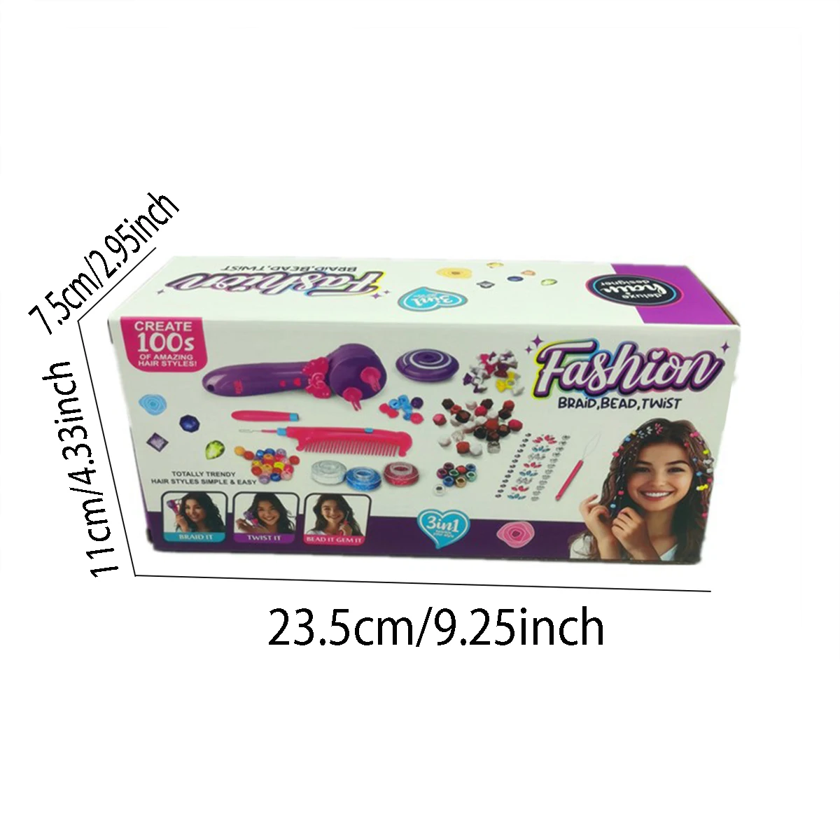 Trenzadora de Cabello Eléctrica Mágica con Cuentas Decorativas, Tres en Uno, Totalmente Automática, para Trenzas y Peinados Estilo Fritura de Masa