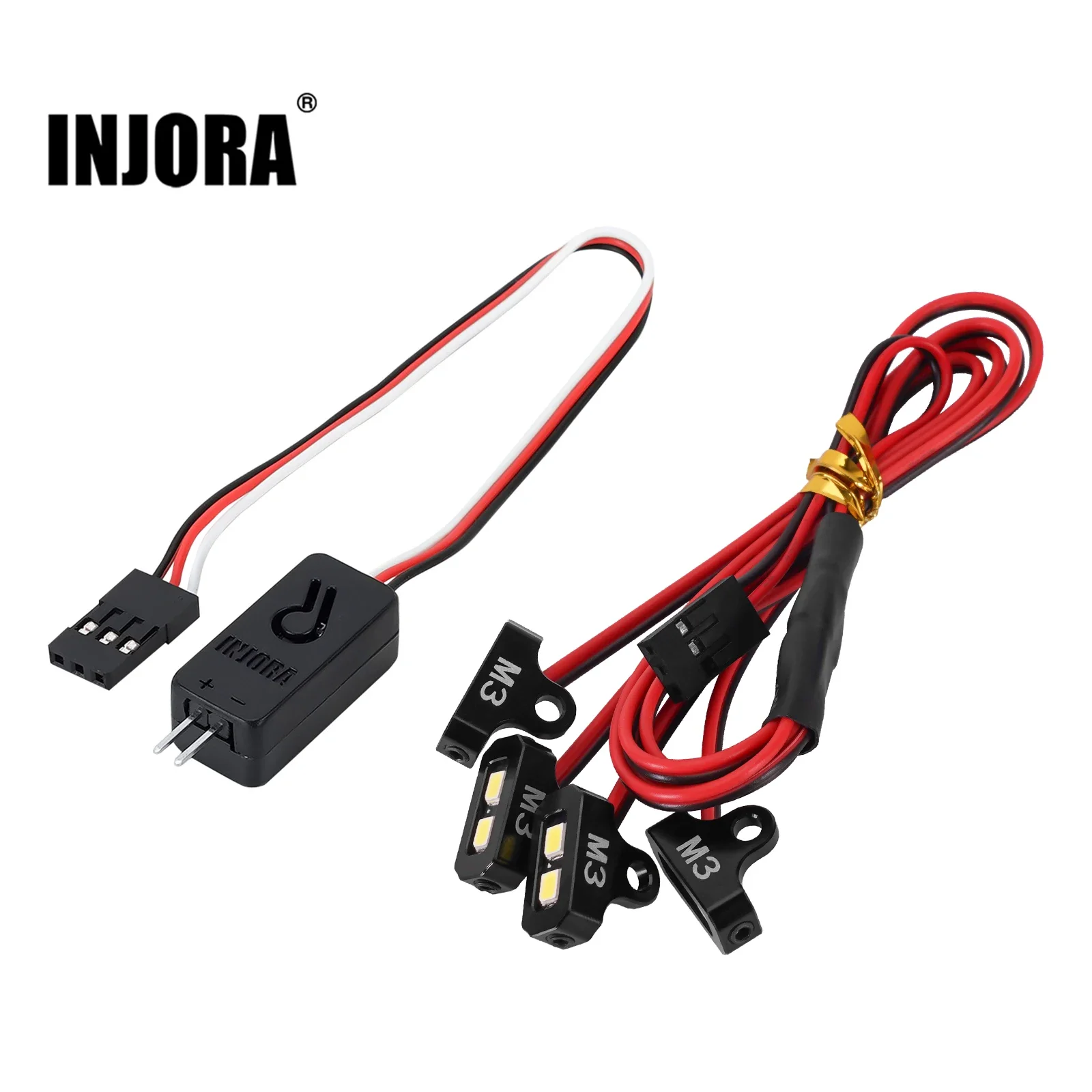 INJORA Kit de luces de roca de 4 LED para orugas RC 1/10 (blanco, amarillo)